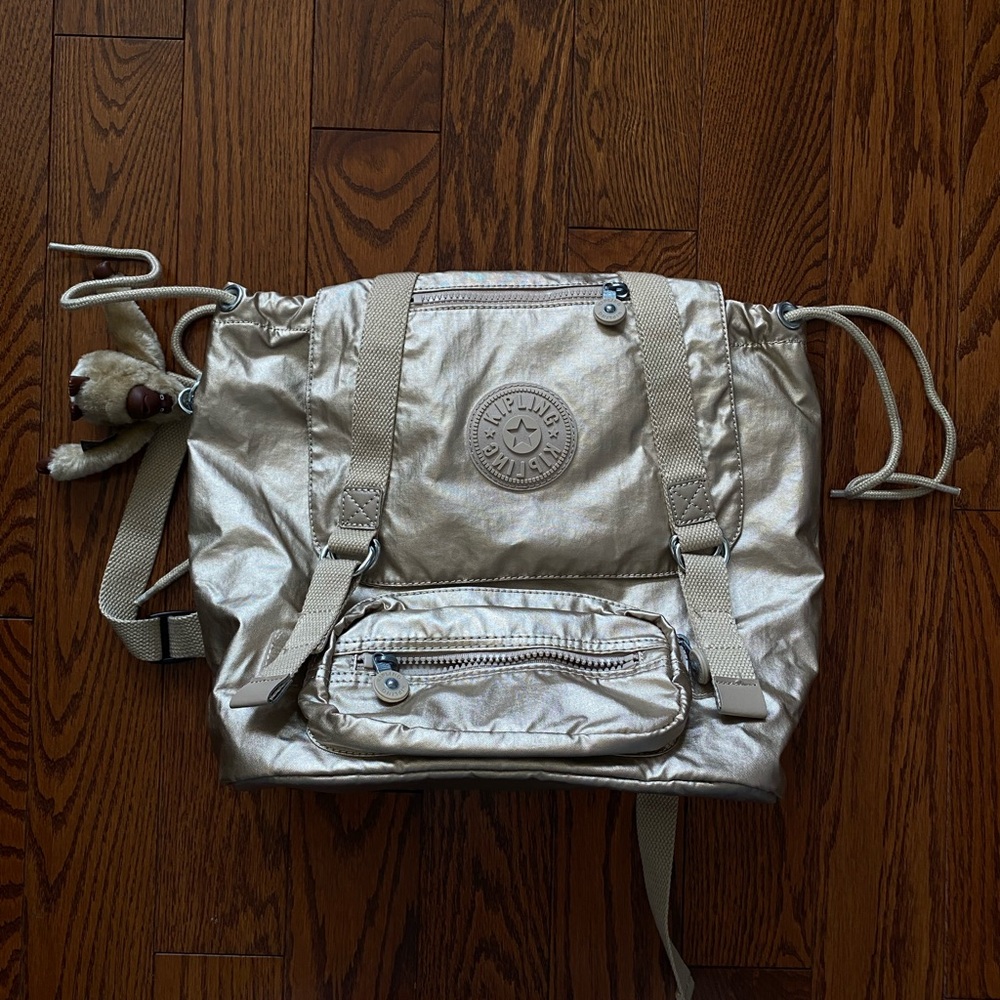 Kipling Gold Backpack with Durable Design